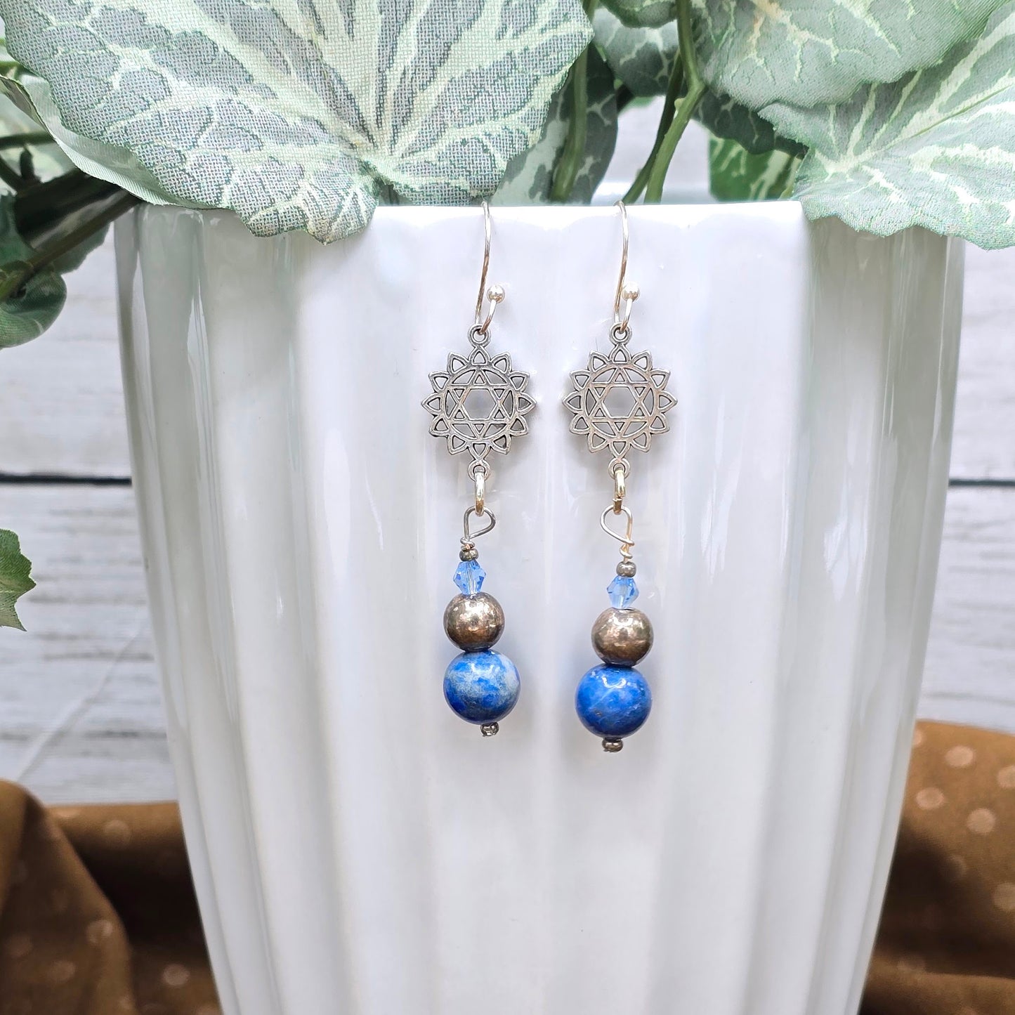 Dangle Earrings Blue Bead