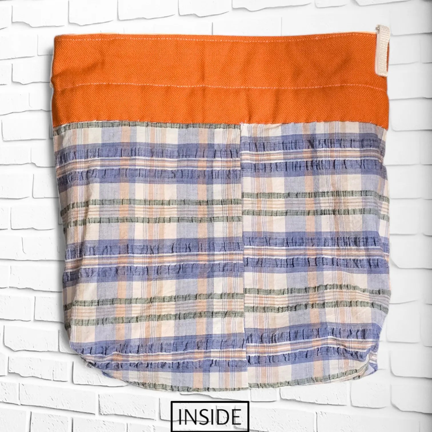 INSIDE OF CROSSBODY DENIM TANGERINE BAG