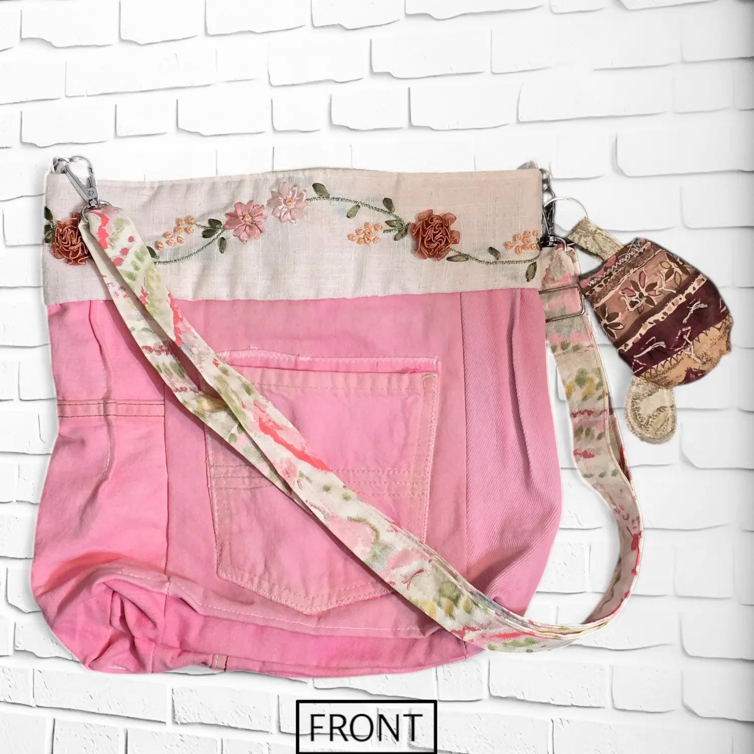 FRONT VIEW OF PINK2 CROSSBODY