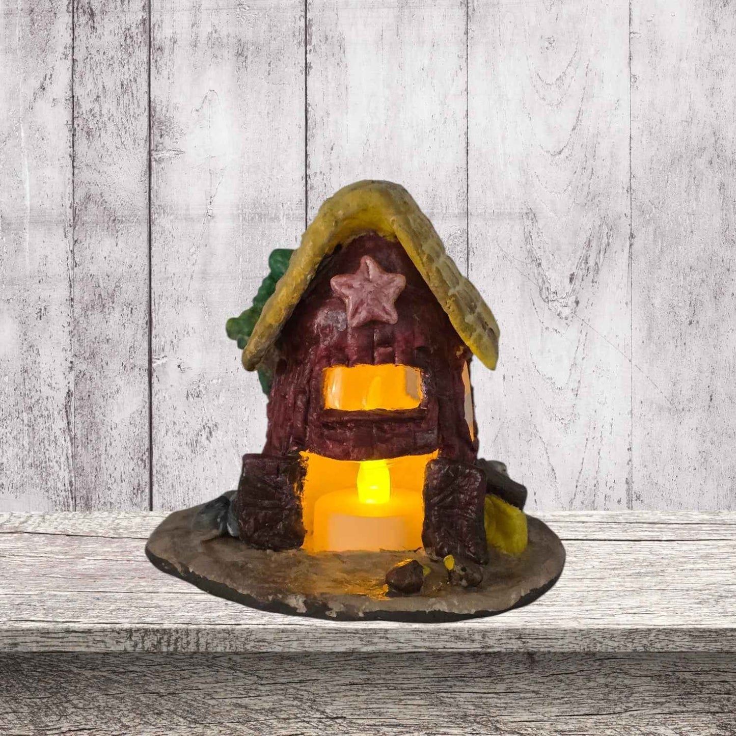 a barn design fairy house night light front view