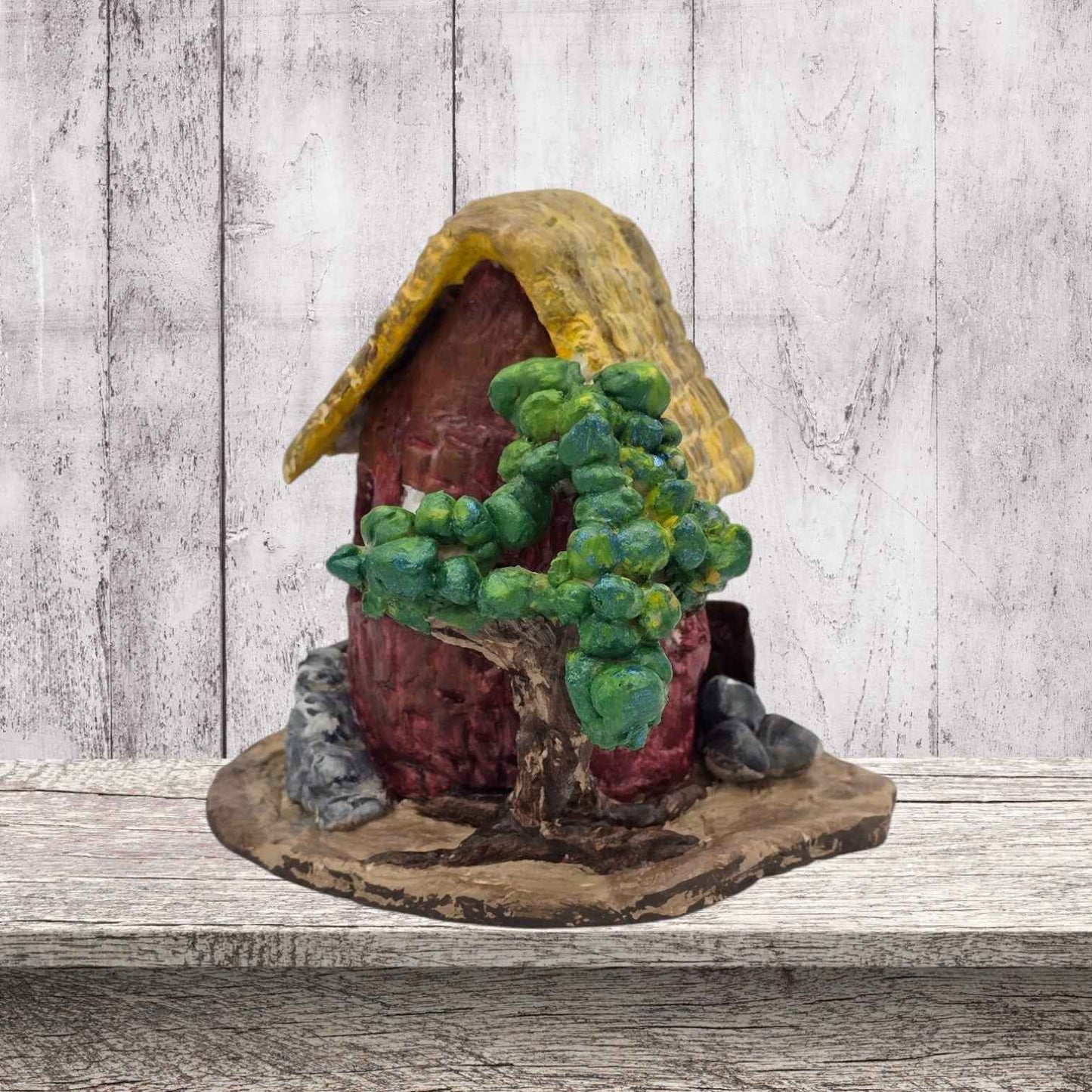 a barn design fairy house night light back view