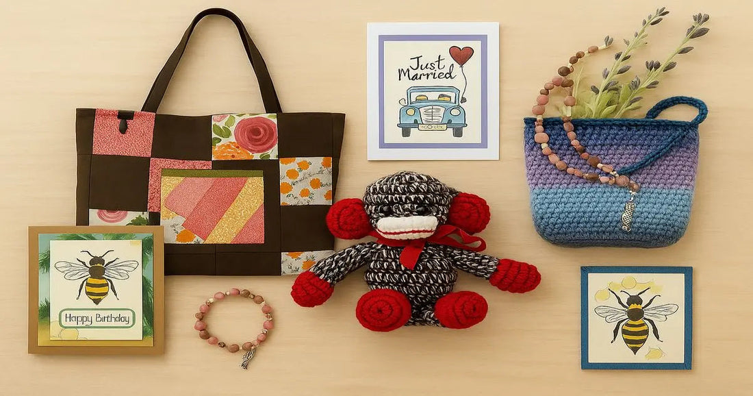 handmade crochet stuffed animals, eco-friendly bags, artisan jewelry