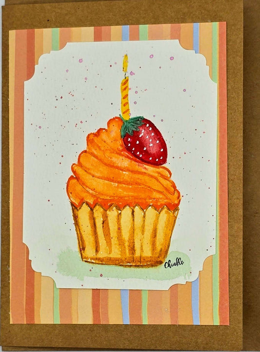 Blank Card - Orange Cupcake