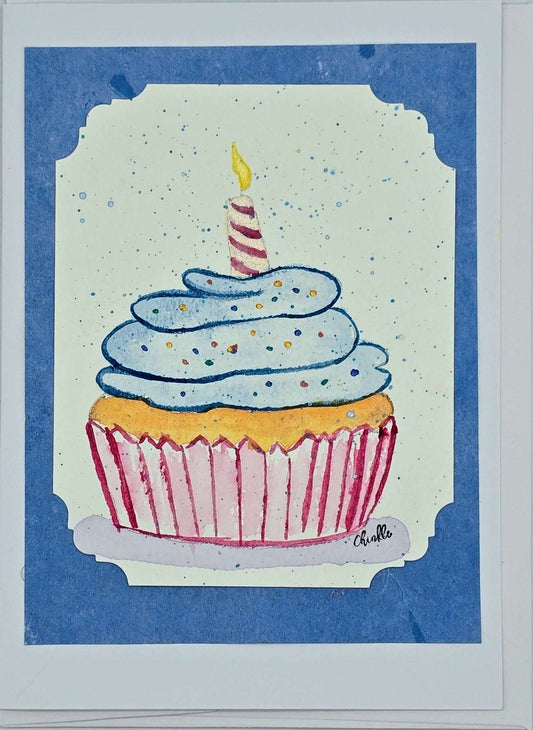 Blank Card - Blue Cupcake