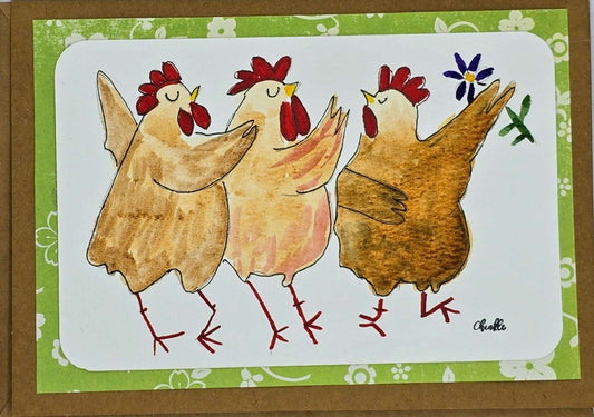 Blank Card - Dancing Chickens