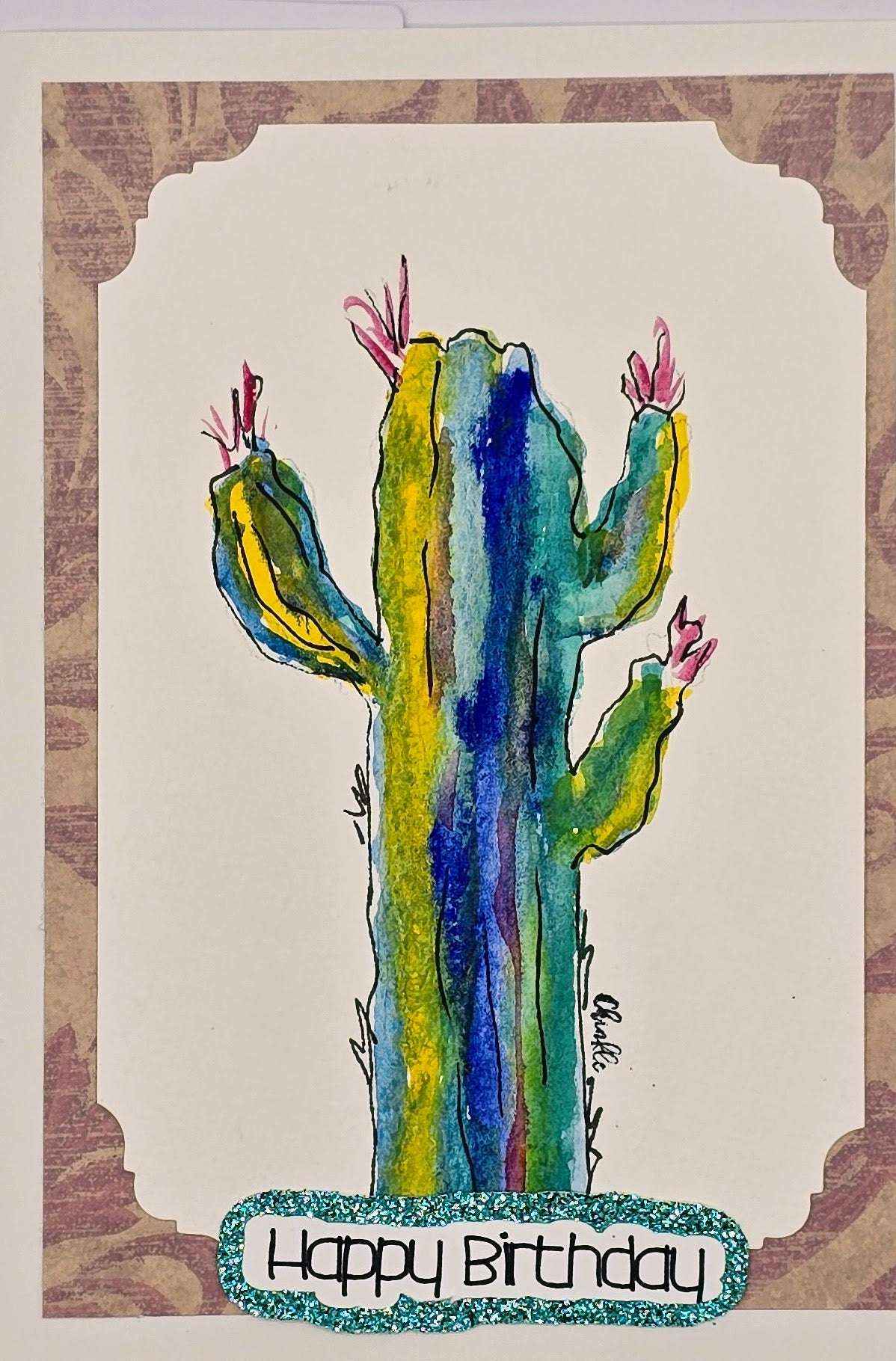 Birthday Card - Cactus - Handmade Market