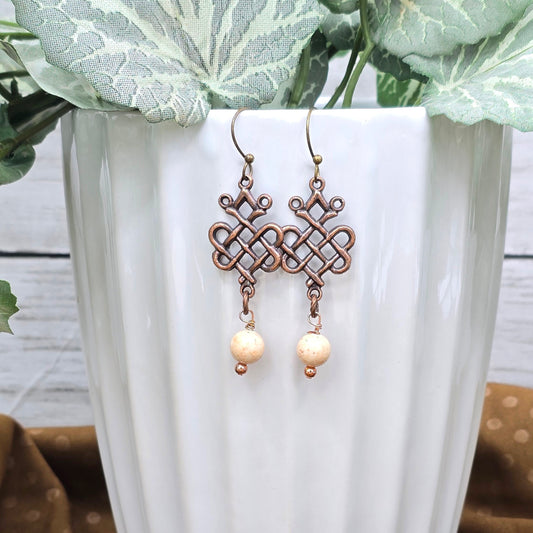 Dangle Earrings Cream Bead