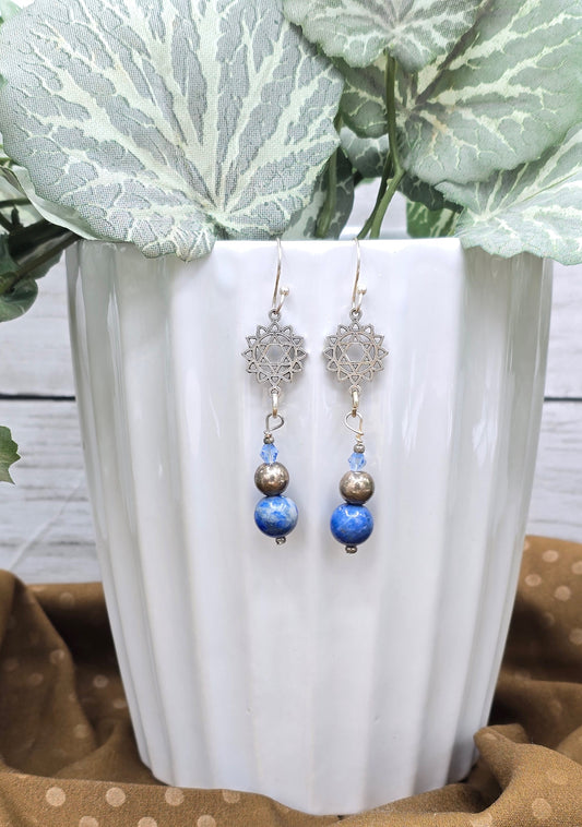 Dangle Earrings Blue Bead