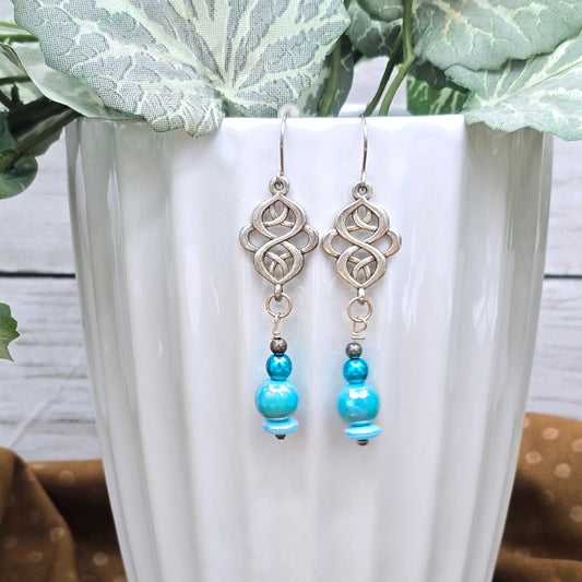 Dangle Earrings Tourquoise Bead