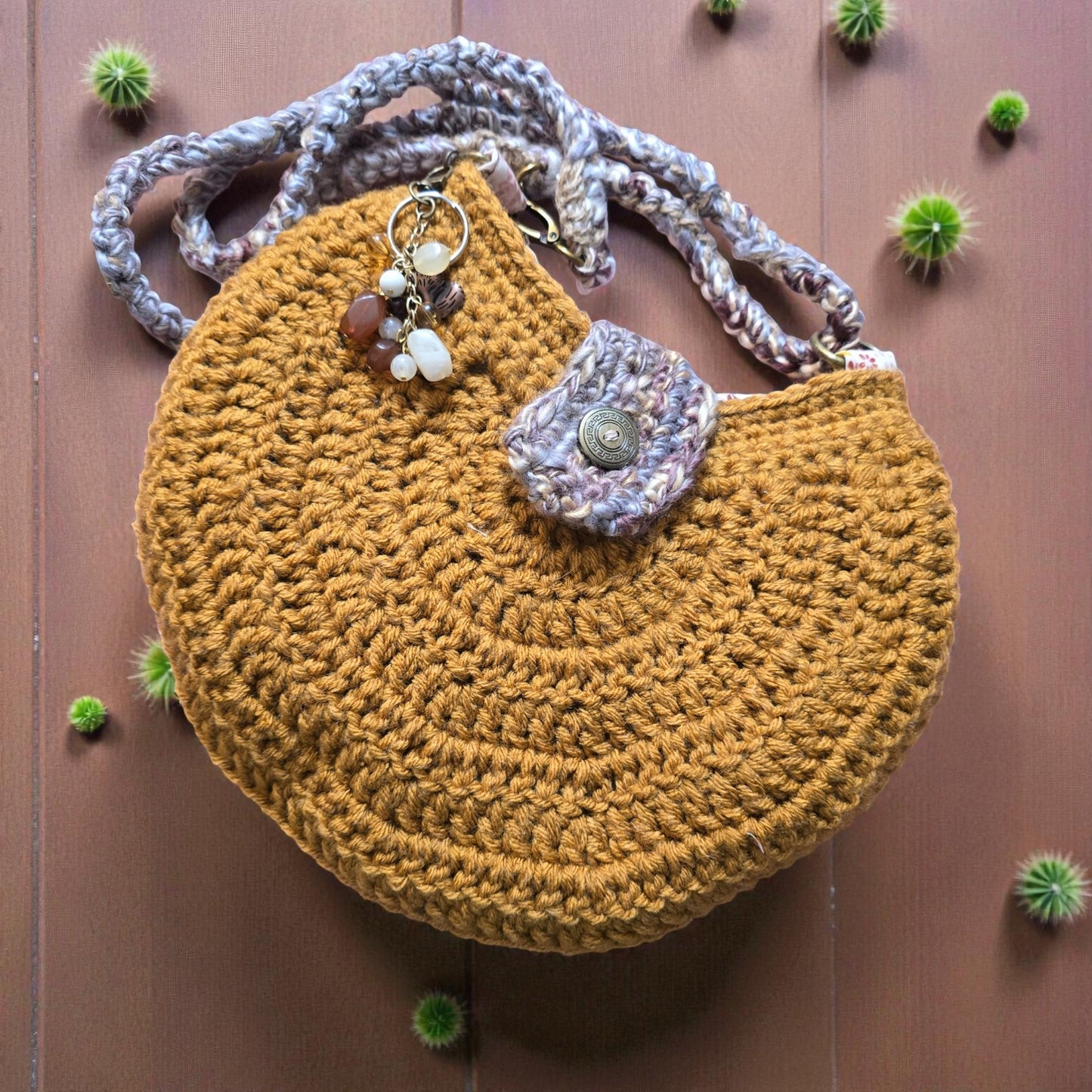 Boho Crochet Round Shell Style Bronze Handmade Market