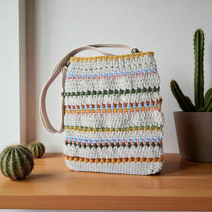 Boho Crochet Rectangle Bag Multi Handmade Market