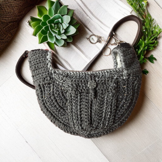 Boho Crochet Round Shell Style Black1 Back View