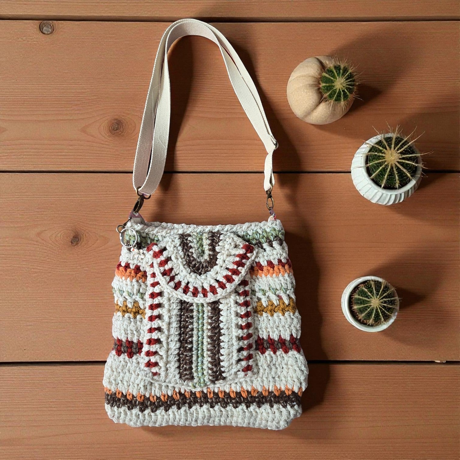 Boho Crochet Rectangle Bag Multi Nbr2 Handmade Market