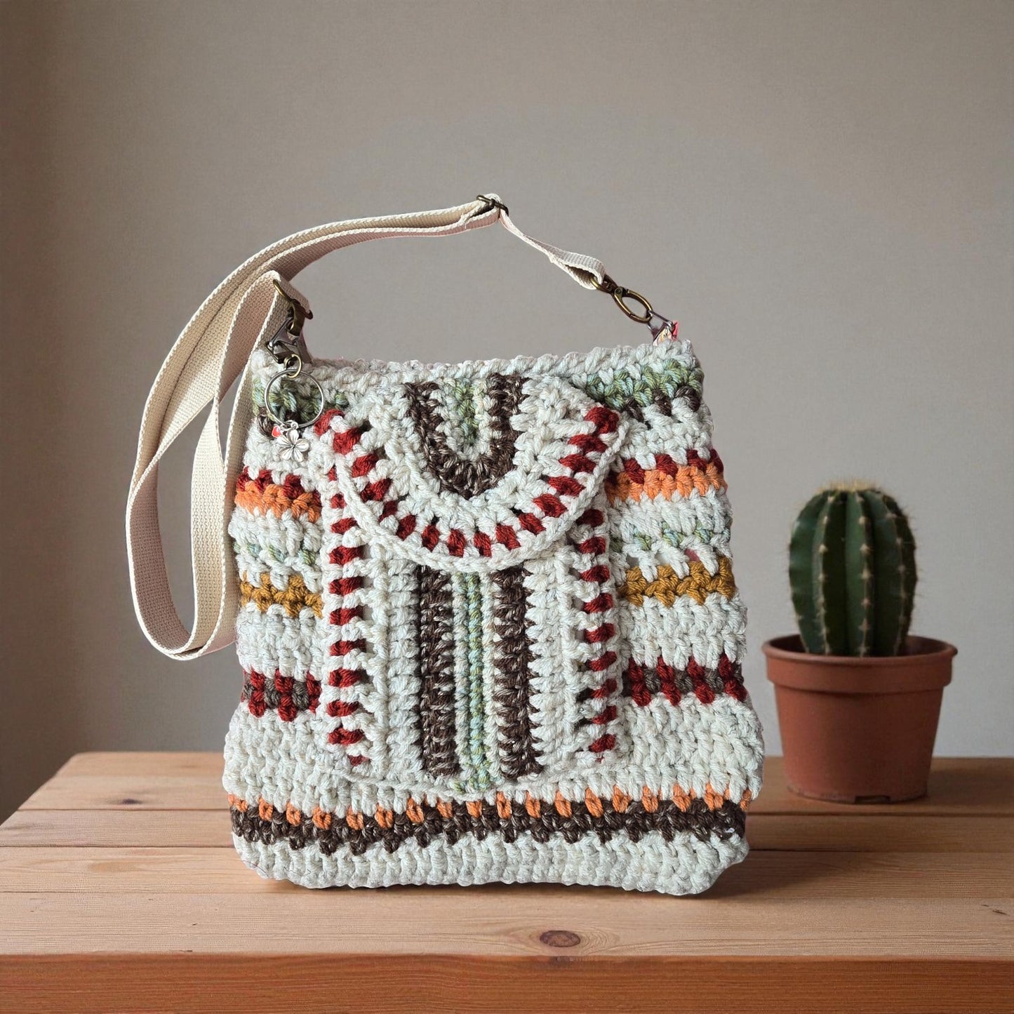 Boho Crochet Rectangle Bag Multi Nbr2 Handmade Market