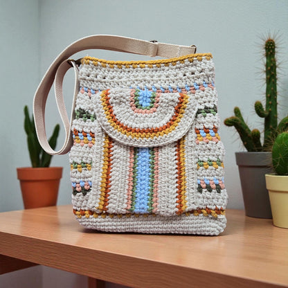 Boho Crochet Rectangle Bag Multi Handmade Market