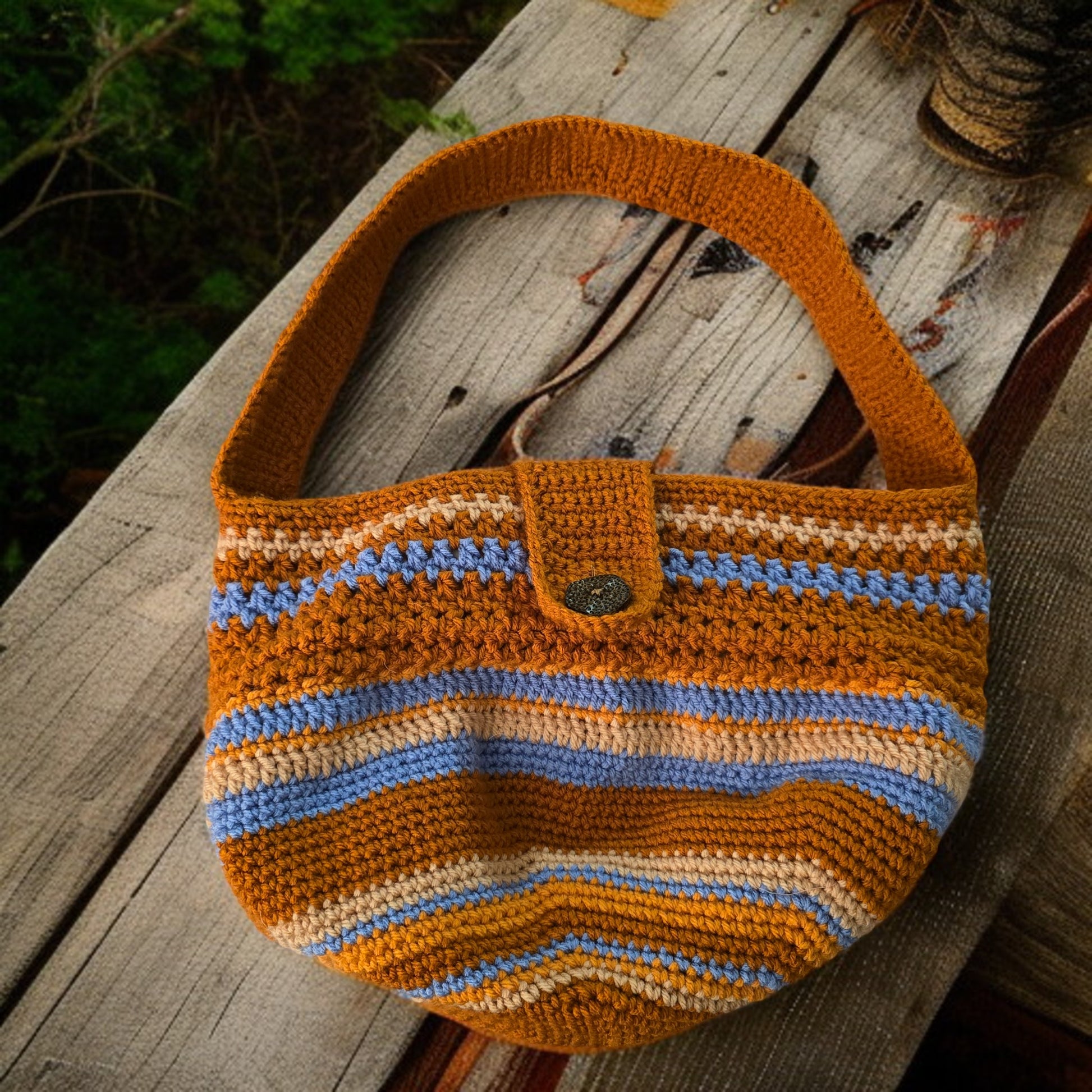 Boho Crochet Bucket Shoulder Bag Handmade Market