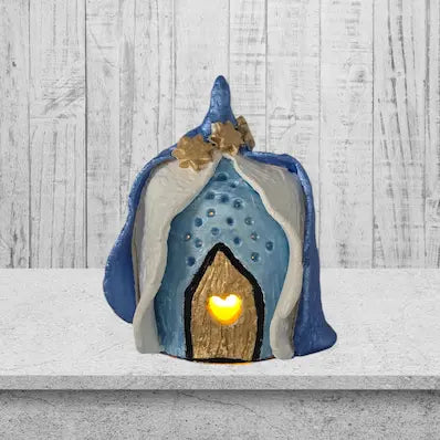 FAIRY HOUSE NIGHT LIGHT BLUE AND WHITE