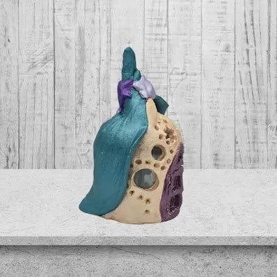 FAIRY HOUSE NIGH TLIGHT TEAL AND GOLD