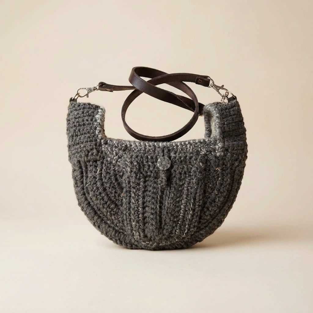 Boho Crochet Round Shell Style Black1 Half Circle Ecommerce Photo