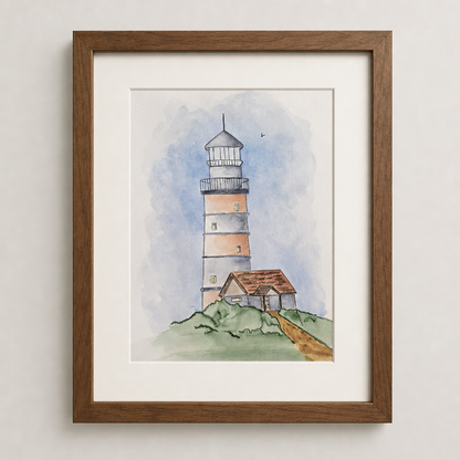 Guideing Light  | Original Watercolor Lighthouse Painting