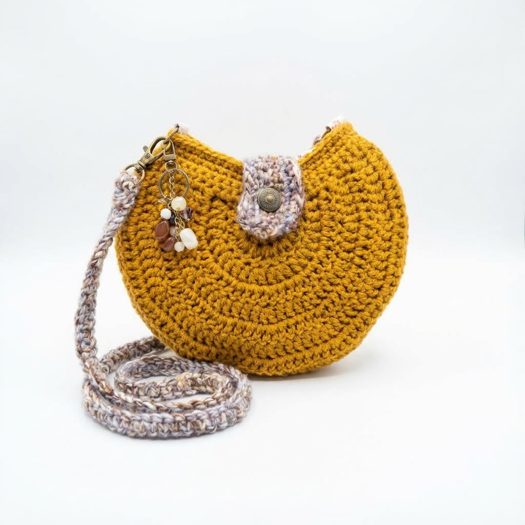 Boho Crochet Round Shell Style Bronze Handmade Market