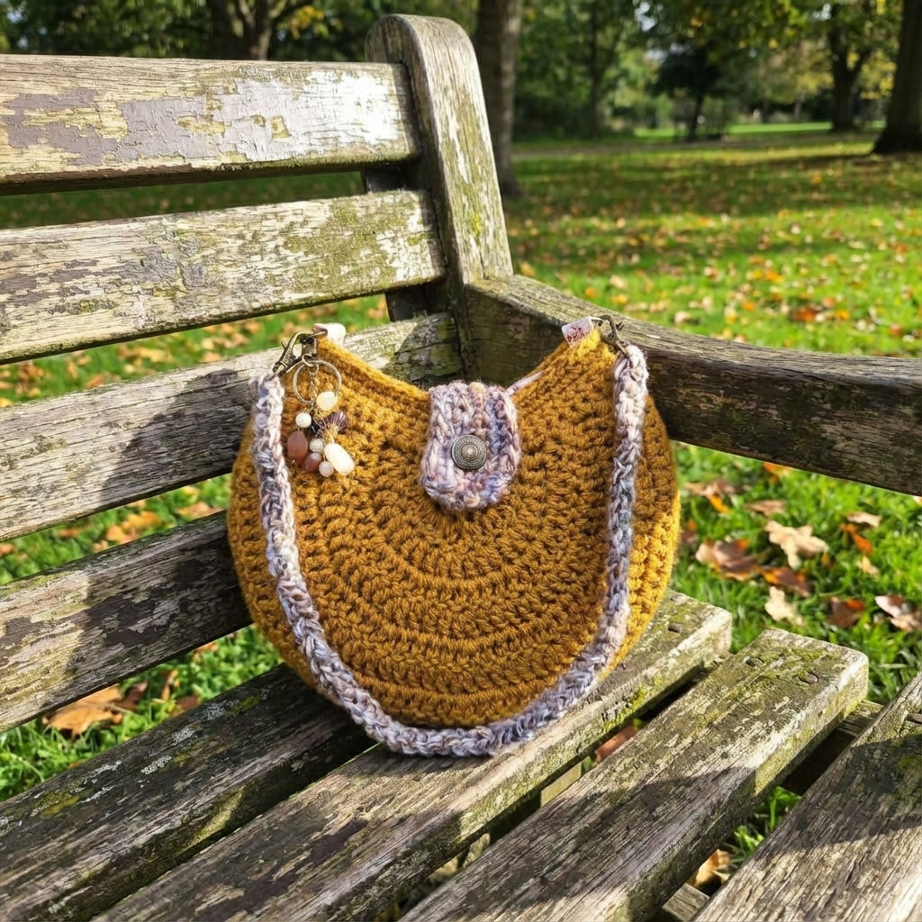 Boho Crochet Round Shell Style Bronze Handmade Market