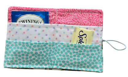 Inside display of Tea Wallet showing slots to hold tea bags