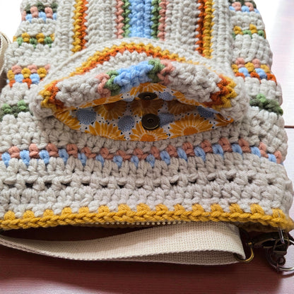 Boho Crochet Rectangle Bag Multi Handmade Market