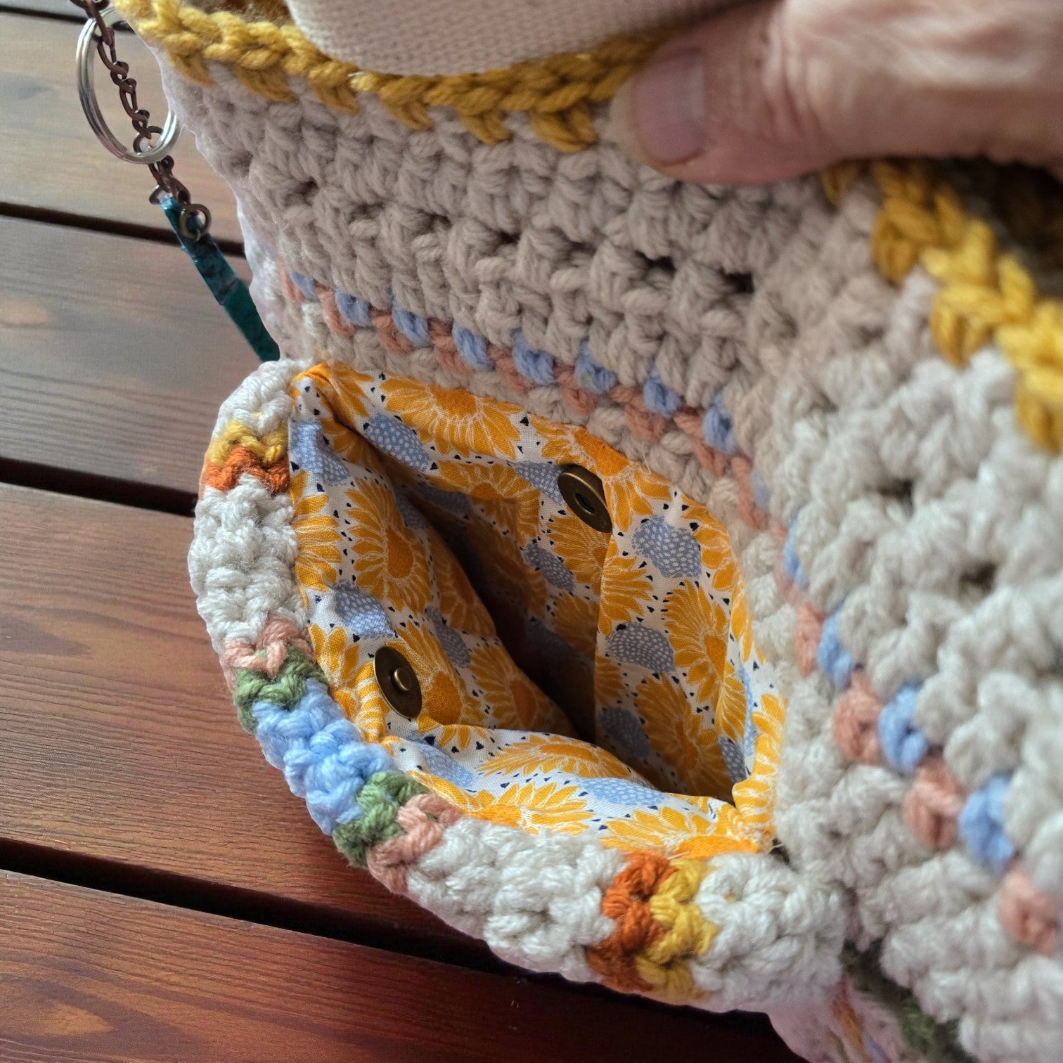 Boho Crochet Rectangle Bag Multi Handmade Market