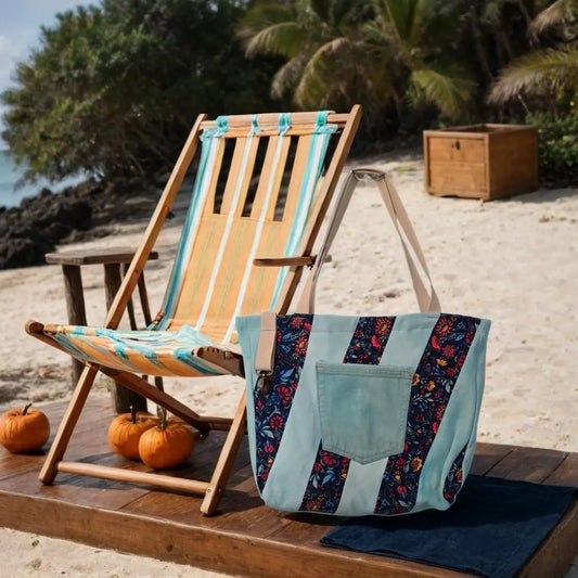 TOTE BLUE BY BEACH CHAIR