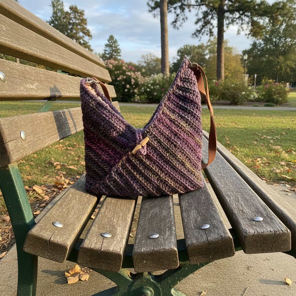 V Shape Bag on a Park Bench