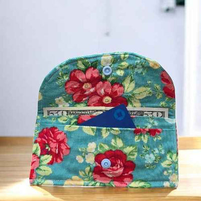 Small Wallet with Teal with Roses