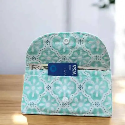 Small Wallet White with Tourquoise