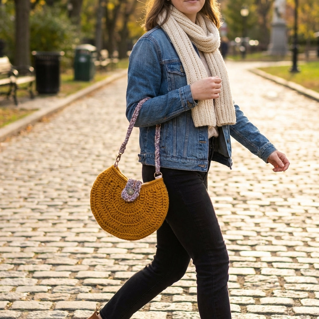 Boho Crochet Round Shell Style Bronze Handmade Market